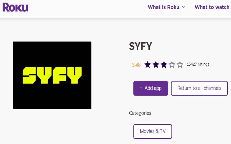 SyFy Roku app
