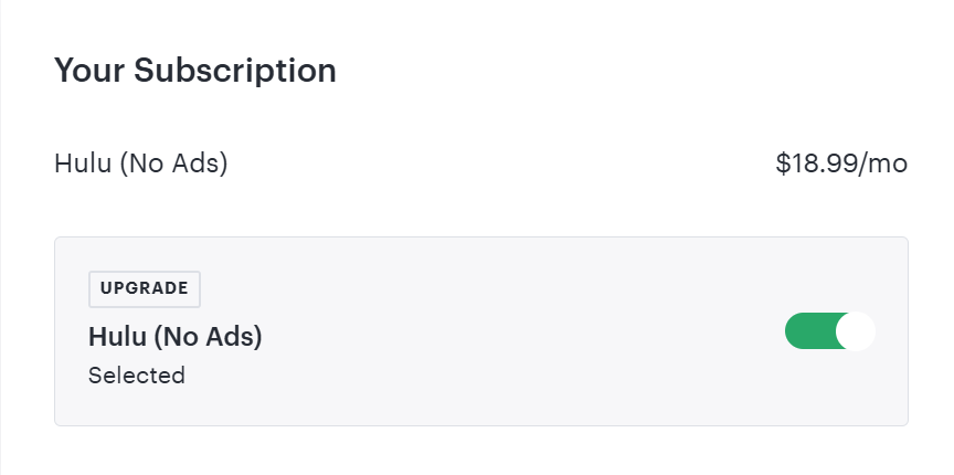 Hulu (no ads) Plan