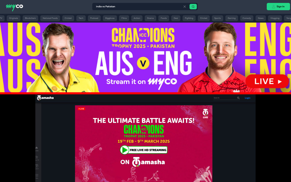 watch INDIA vs PAKISTAN 2025 Champions Trophy