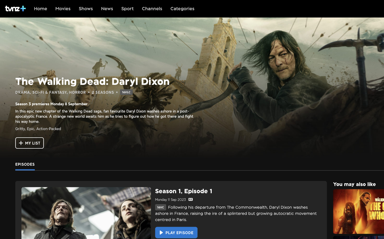 Watching The Walking Dead: Daryl Dixon season 3 on TVNZ+ for free in Australia with a VPN